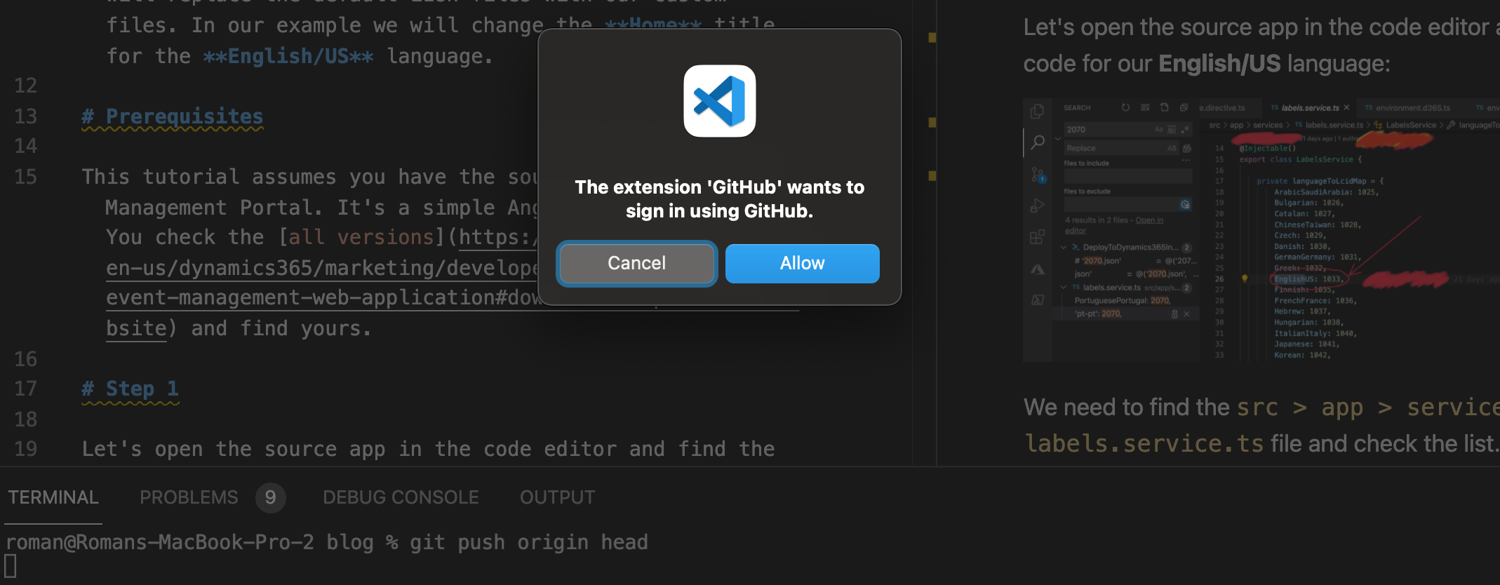 Github extension