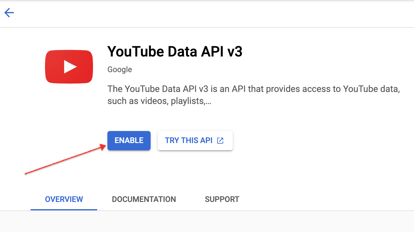 Click Enable Youtube Data Api