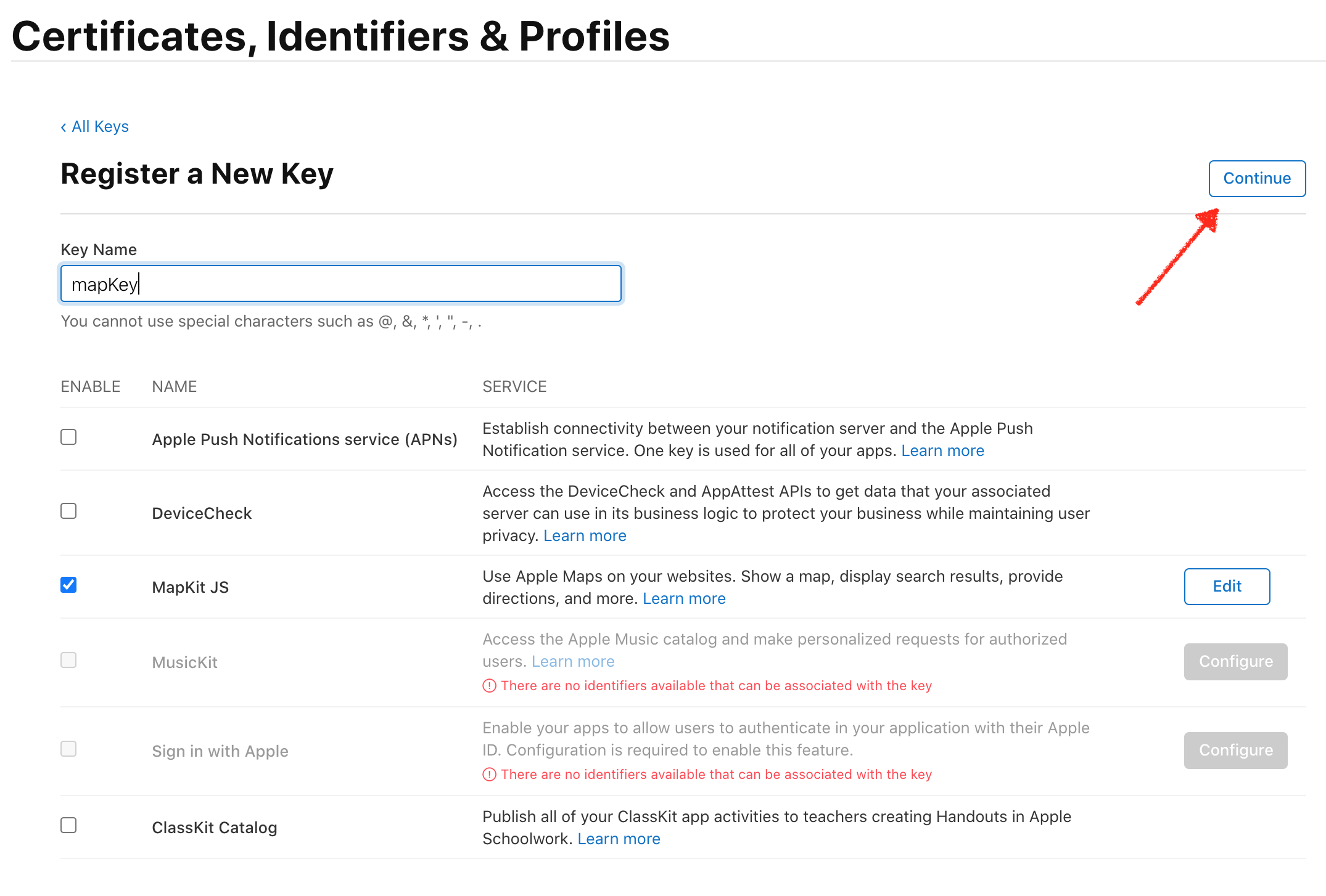 Select MapKit JS