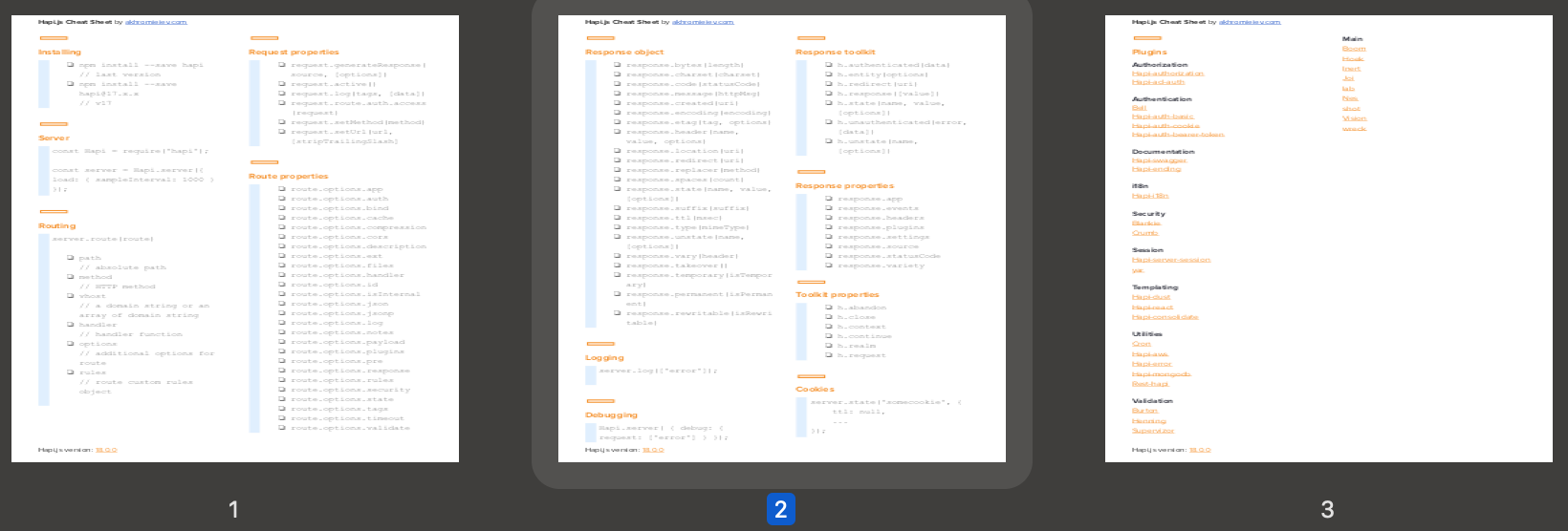 Hapi.js Cheatsheet Preview