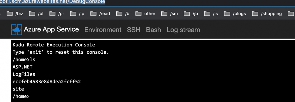 Deployed files in Azure using Bash